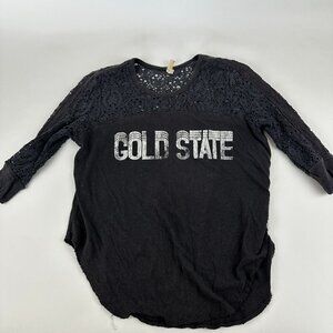 We The Free Tshirt Womens Black Lacy 3/4 Sleeve